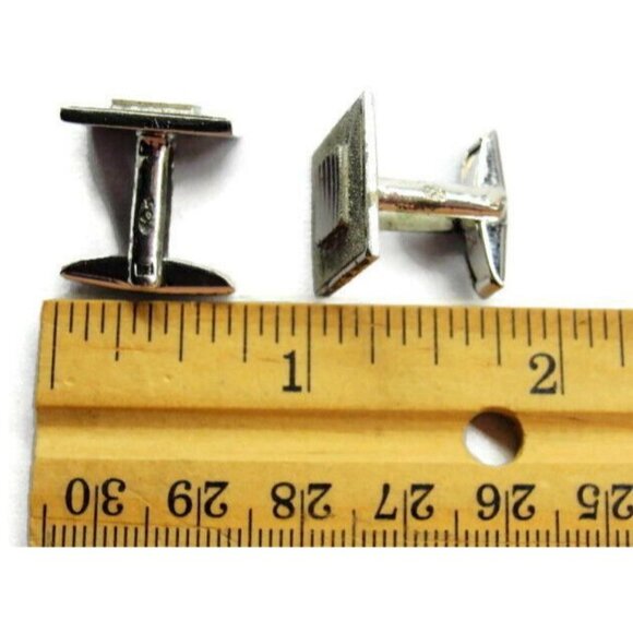 Joskes Moderist Square Ribbed Cufflinks Vintage Sterling Silver 925 Patina Tux - Picture 7 of 11